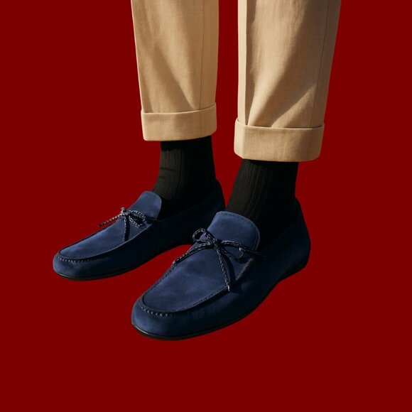 Luxe Italian Navy Suede Driving Loafers by TOD'S | Size 13.5 - Picture 1 of 9